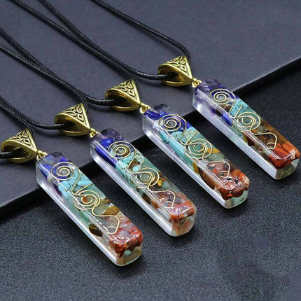 7 Chakra Healing Crystal Necklace Energy Pendant for Yoga Meditation