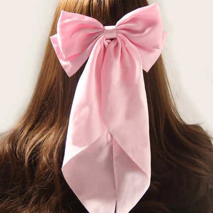 Large Satin Ribbon Bow Hair Clip for Women Girls Barrette