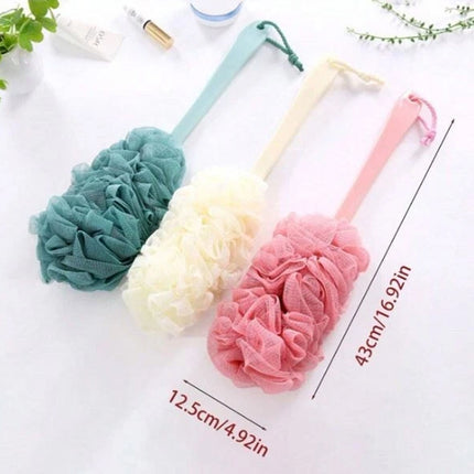 Long Handle Bath Brush with Soft Mesh Sponge & Body Puff
