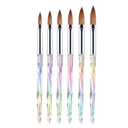 6Pcs Acrylic Powder Nail Art Brush Set Kolinsky Sable Brushes