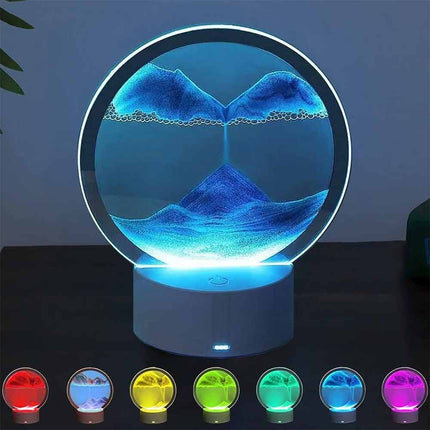3D LED Moving Sand Table Lamp with 16 Colors Quicksand Hourglass Sea Landscape