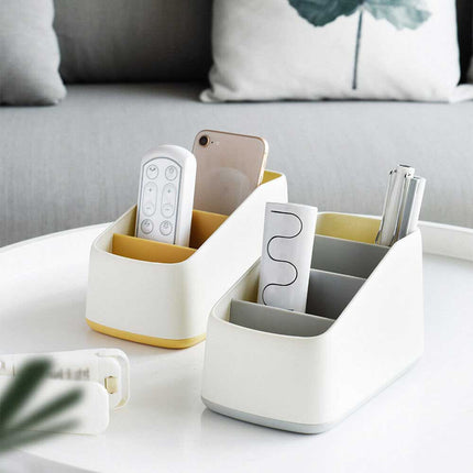 3 Grid Desktop TV Remote Control Holder Storage Box - Table Organizer Tidy Case for Living Room