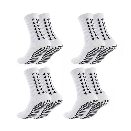 4 Pairs White Anti-Slip Grip Socks for Football Rugby Unisex