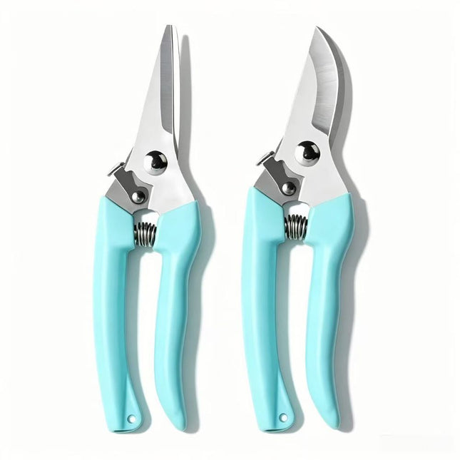 2-Piece Stainless Steel Garden Shears with Straight & Curved Blades