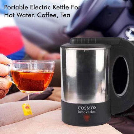 500ML Portable 12V Car Kettle for Travel | Fast Heating Water Boiler for Truck, RV & Cup Holder