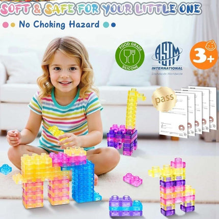 40Pcs Soft Sensory Building Blocks Jelly Blox Mega Pack Educational STEM Toy for Kids