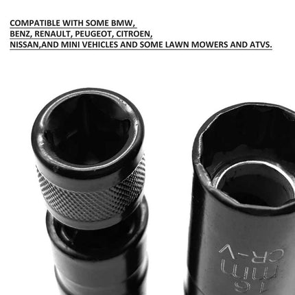 Spark Plug Socket, 14mm 16mm Magnetic Swivel Head with Thin Wall - 12 Point Universal Removal Tool Kit