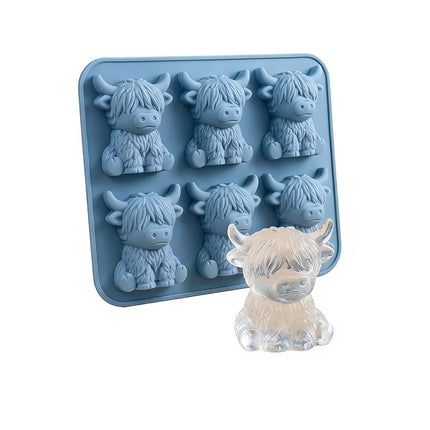 Mini Highland Cow Ice Cube Mold - 3D Cute Cow Silicone Tray for Whiskey, Coffee & Party