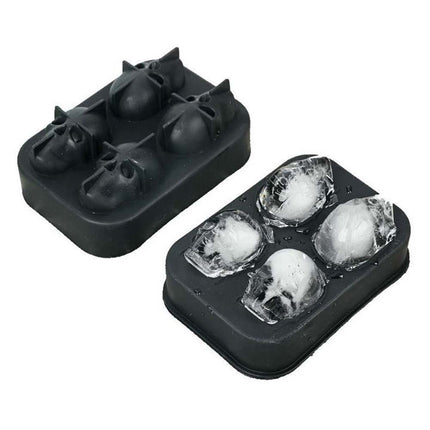3D Skull Shape Ice Cube Tray Silicone Mold for Whiskey Cocktail Bar Party Cake Chocolate Candy Making