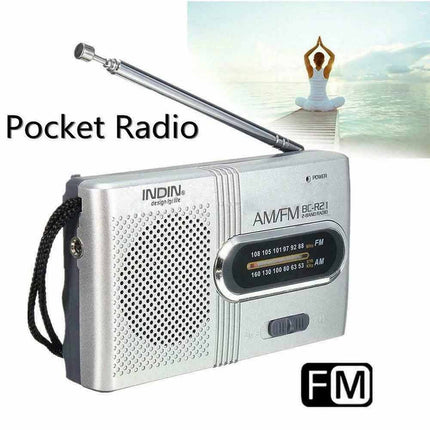Portable Mini Pocket AM/FM Radio with Built-in Speaker Stereo Battery Powered