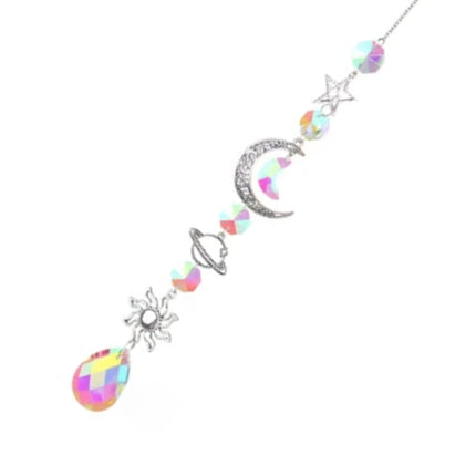 Moon & Star Crystal Wall Hanging Wind Chime for Modern Home Decor