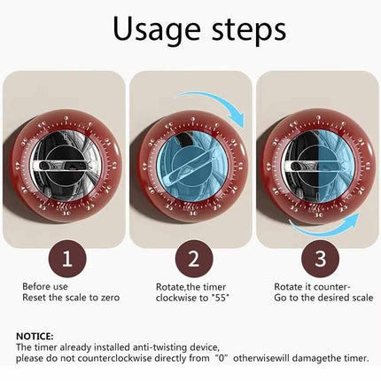 Manual Magnetic Kitchen Timer – 60 Minute Mechanical Countdown for Cooking