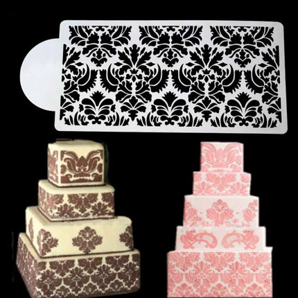 Lace Border Cake Stencil, Flower Damask Fondant Mould for Baking Decorating Tool