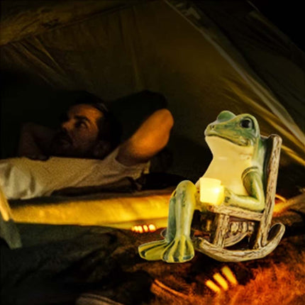 Solar Powered Mini Frog LED Garden Statue for Indoor & Outdoor Decor
