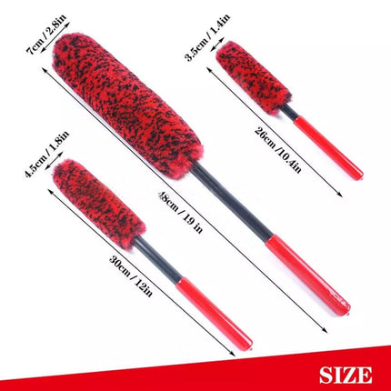 3-Piece Car Wheel Rim Cleaning Brush Set | Heavy-Duty Tire & Alloy Rim Scrubber for Deep Cleaning