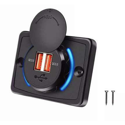 Dual QC3.0 USB Car Fast Charger 3.1A 12/24V Socket Panel for Caravan RV