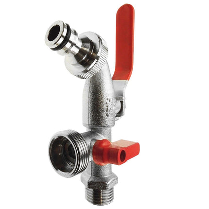 Premium 1/2" BSP Dual Outlet Garden Tap Brass Nickel Plated Auto