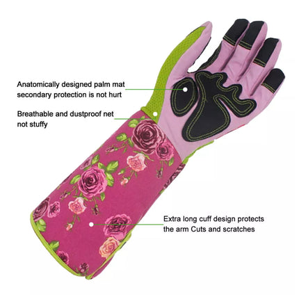 Women’s Thorn Proof Leather Gauntlet Gloves - Long Sleeve Garden