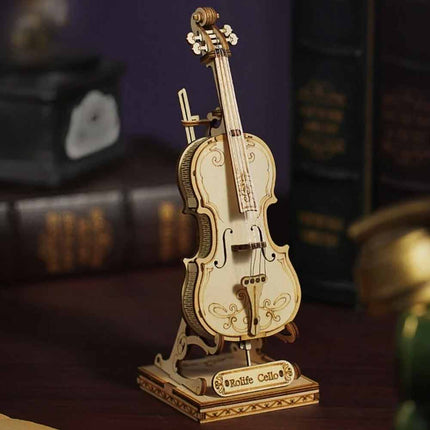 3D Wooden Cello Scale Model DIY Laser Cut Puzzle Kit