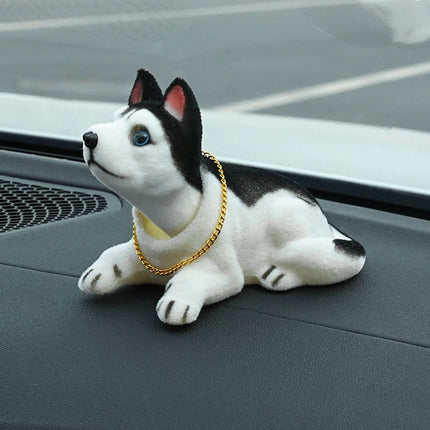 Puppy Dog Toy Swing Head Bobble Nodding Shiba Husky Car Home Decor Gift