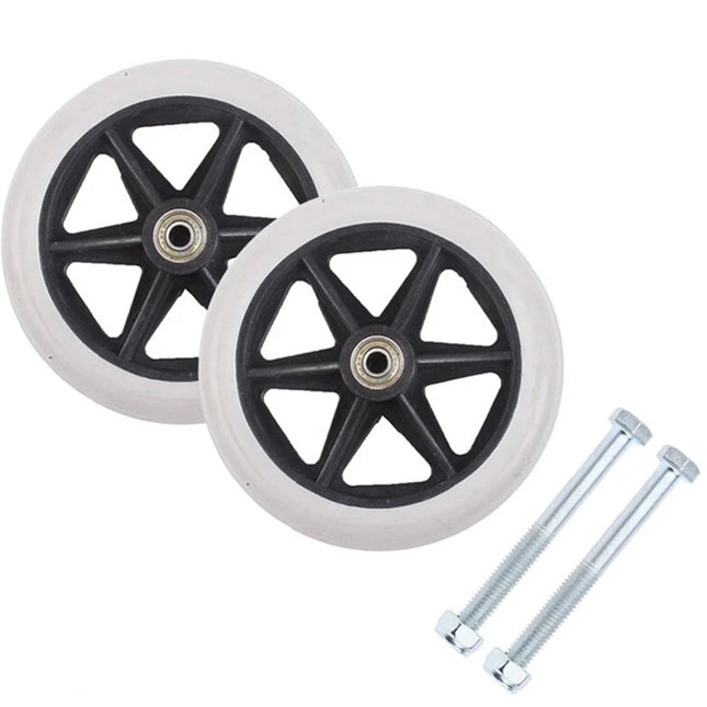 2X 7" Heavy Duty Wheelchair Front Replacement Smooth Caster Solid Wheels