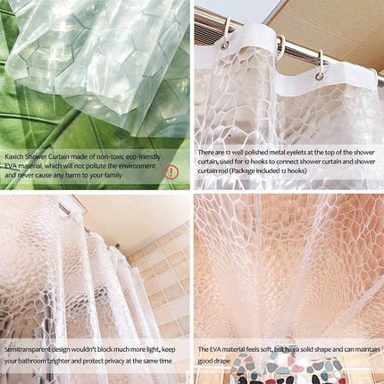 EVA Waterproof Mildew-Resistant Shower Curtain 180x200cm Bath Curtain