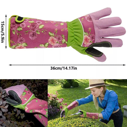 Women’s Thorn Proof Leather Gauntlet Gloves - Long Sleeve Garden