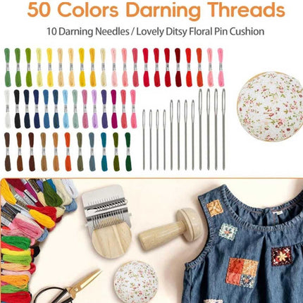 Mini Darning Loom Mushroom Knit Patch Kit for DIY Weaving Repair