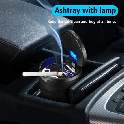LED Auto Car Ashtray with Self-Extinguishing Lid | Sealed Smokeless Ash Holder Cup | 12V Lighter Power