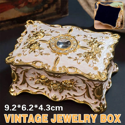 Vintage Alloy Trinket Box Ring Necklace Storage Organizer Jewelry Case Gift