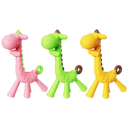 3Pcs Baby Silicone Teething Toothbrush Giraffe Shape BPA-Free Soft Chew Toy for Infants Teething Relief