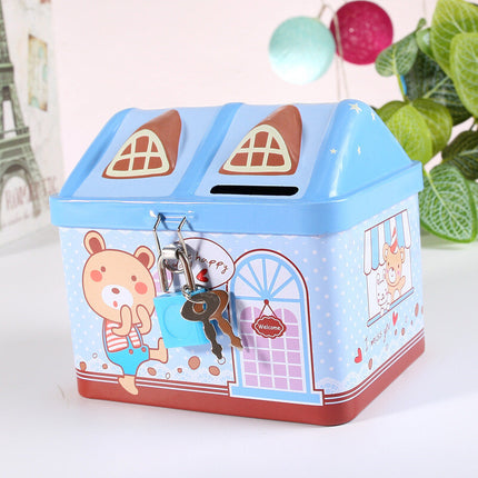 Boys Girls House Shape Metal Coin Bank for Kids Saving Money Unicorn