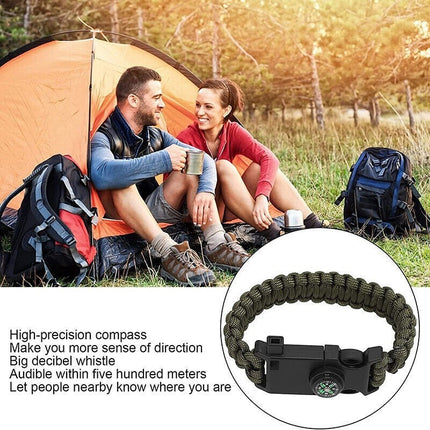 5-in-1 Survival Bracelet: Paracord, Compass, Whistle, Fire Starter, Cutter for Outdoor