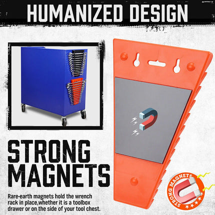 2Pcs Magnetic Spanner Rack, Holds 24 Tools, Wrench Organiser for Workshop