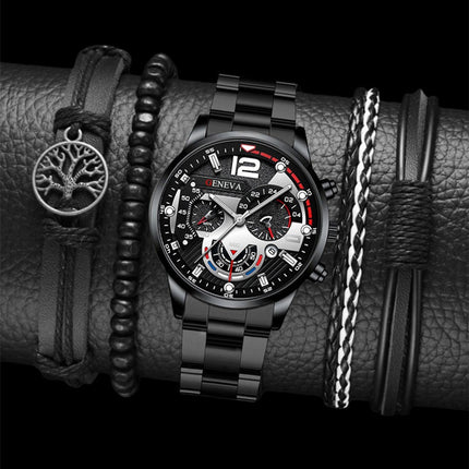Men's Stainless Steel Business Fashion Watch with Gift Bracelet