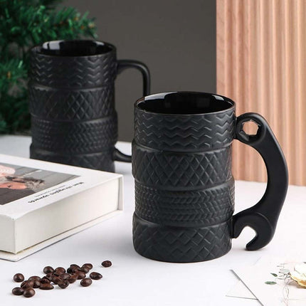 Novelty Tyre Coffee Mug 500ml for Car Enthusiast Mechanic & Motorsport Fan