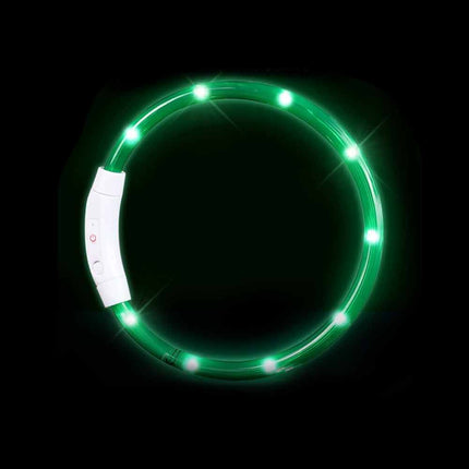 USB Rechargeable LED Light Up Dog Collar, Safety Flashing, Adjustable Size