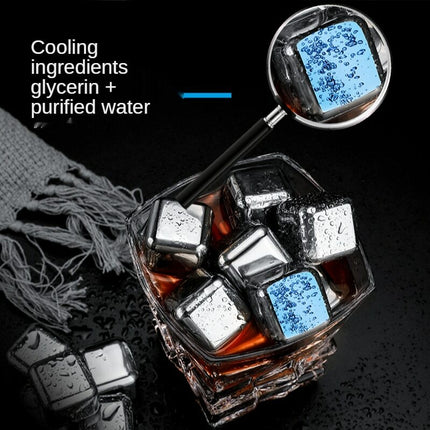 Reusable Stainless Steel Ice Cubes Chilling Rocks with Tong for Whiskey