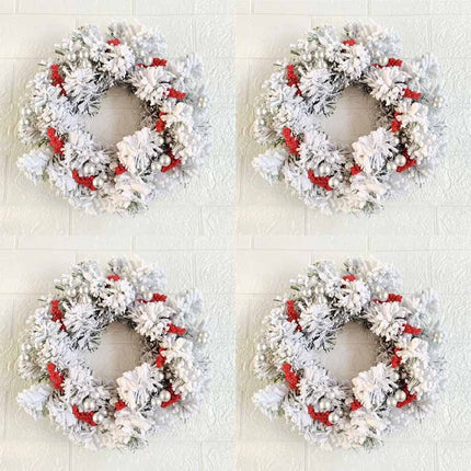 Christmas Snowy Red Berry Wreath Candle Ring Table Centrepiece
