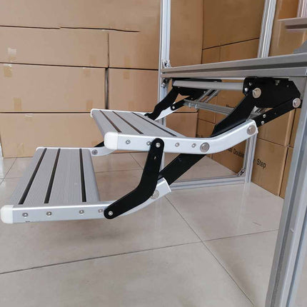 Double Retractable Caravan Step with LED Lights - Aluminium Alloy RV, Motorhome Entry Steps