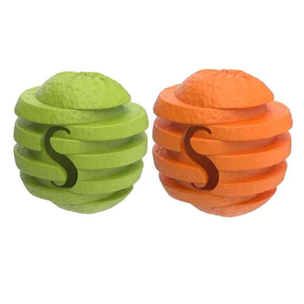 Indestructible Dog Chew Toy, Treat Dispenser & Interactive Pet Toy, Orange 10cm