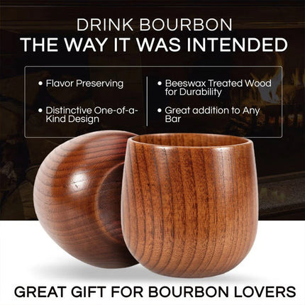 Handcrafted Charred Wooden Bourbon Glass 240ml Whiskey Cup