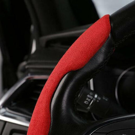 Fluffy Plush Red Steering Wheel Cover, Universal Anti-Slip & Warm Grip for Comfortable Driving