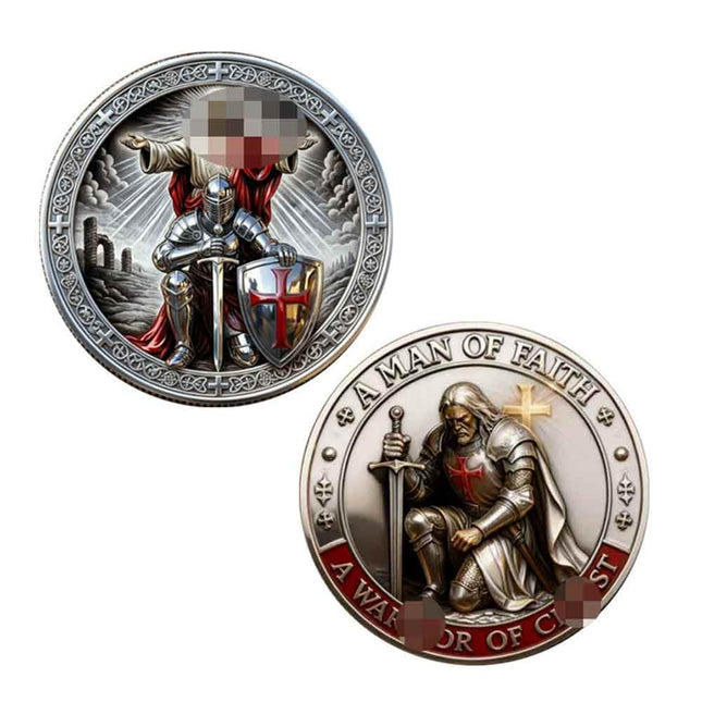 2Pcs A Man of Faith Warrior of Christ Commemorative Jesus Challenge Coin