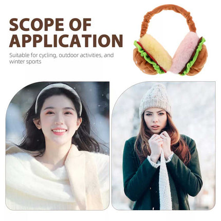 Funny Burger Ear Muffs & Hamburger Warmer Piggy Bank for Adults