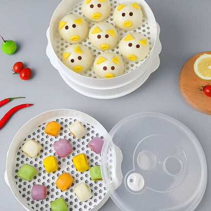 Multi-Layer Plastic Steamer Basket, Large Microwave Steamer, Heat-Resistant