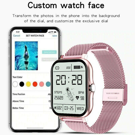 Smart Watch for Women & Men with Heart Rate for iPhone Android Bluetooth - Pink