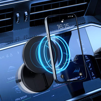 Auto-Unlock Phone Holder: Strongest Magnetic Suction + Fast Wireless Charging, 360° Rotating Dashboard Mount for All Phones