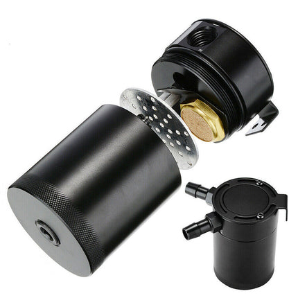 Universal Aluminum Oil Catch Can Kit with Dual Ports & Internal Baffle - High Efficiency, Engine Protection, Easy Install