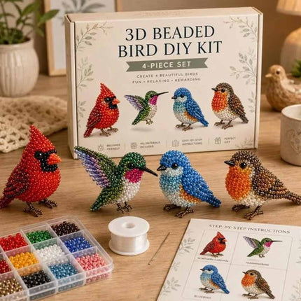 3D Beaded Animal DIY Kit Cute Bead Embroidery Handmade Craft Set